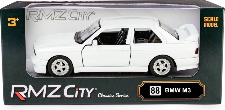 RMZ City BMW M3 E30 1:32 baltas metalinis automobilio modelis