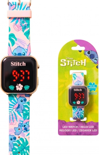 Vaikiškas skaitmeninis LED laikrodis „Disney Lilo & Stitch“ su silikonine apyranke