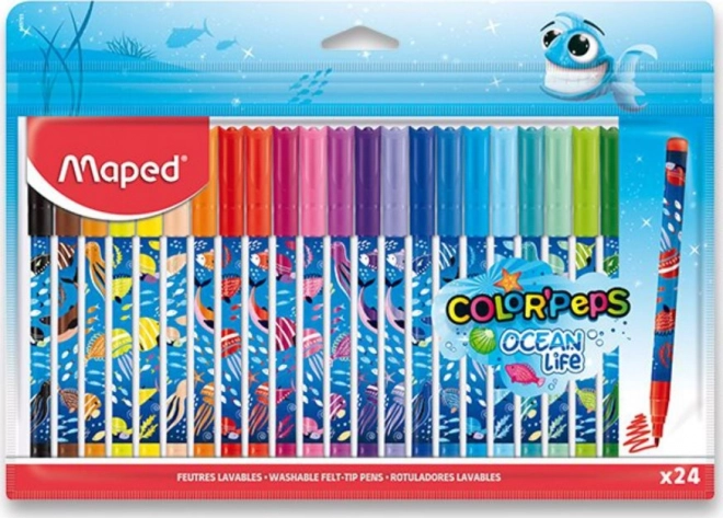 Flomasteriai MAPED Color’Peps Ocean Life, 24 vnt.