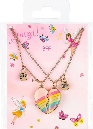 Souza! BFF Heart Rainbow Heart Friendship Necklace Gift Set - 2 Pieces