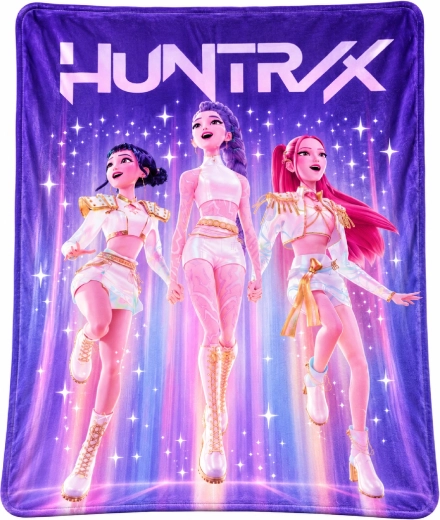 Flisinė antklodė „K-Pop Demon Hunters HUNTR/X Performance“, violetinė, 130 × 160 cm