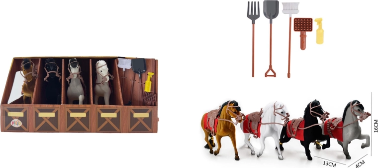PLEJO set of 4 horses with accessories - 1 set