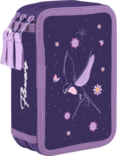 Trijų skyrių mokyklinis penalas Flowers – tuščias