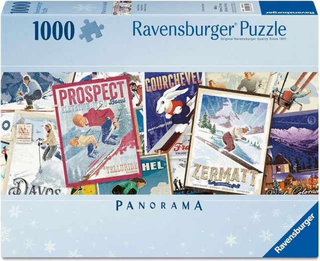 Panoraminė Ravensburger dėlionė „Seni slidinėjimo plakatai“ (1000 dalių)