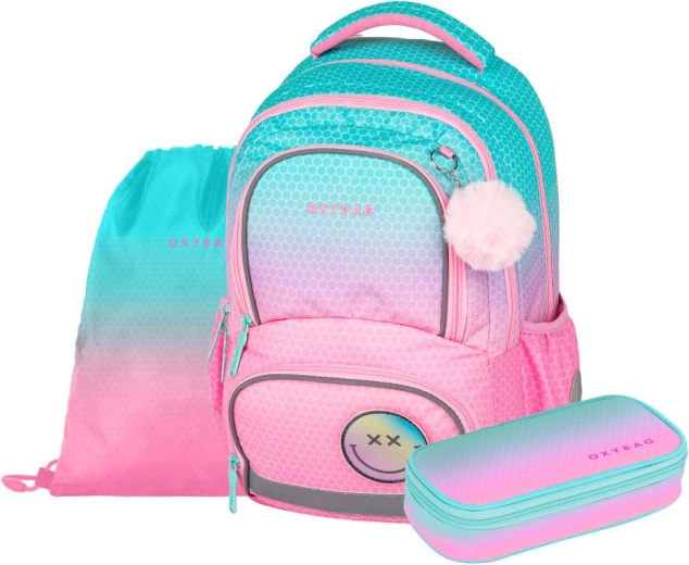 Mokyklinis rinkinys OXYBAG OXY NEXT Ombre Pink – kuprinė, penalas ir maišelis