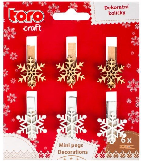 Wooden Clips Snowflake 3.5 cm – Set of 6