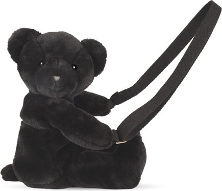 Doudou pliušinis krepšys per petį – meškiukas, juodas 30 cm