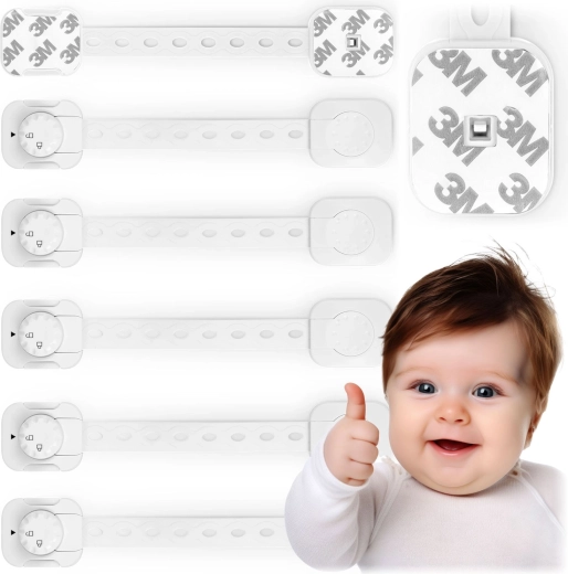 Vaikiškos saugos spynelės spintelėms RICOKIDS, 6 vnt., baltos