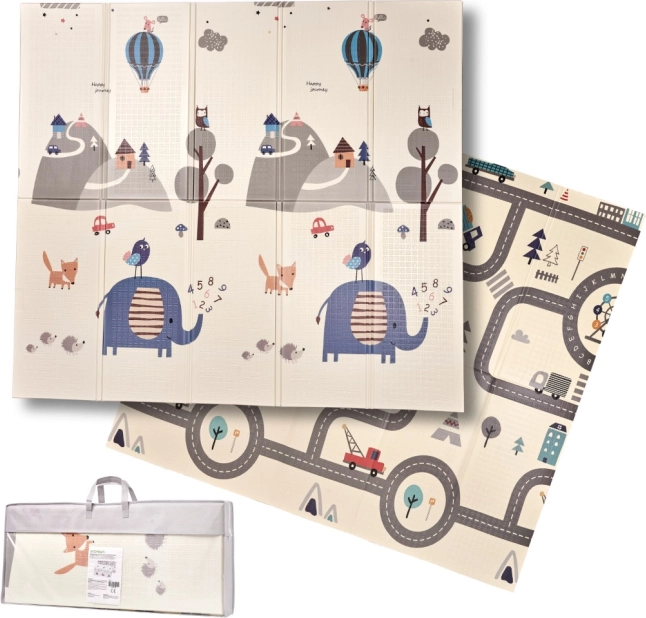 Sulankstomas dvipusis putų edukacinis kilimėlis 180 × 200 cm gatvė/miškas