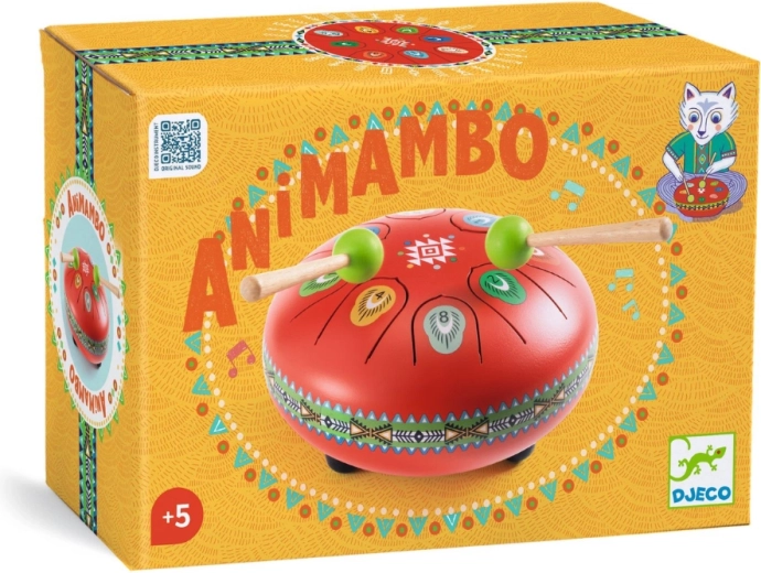 Djeco Animambo raudonas kalbinis būgnelis su natomis