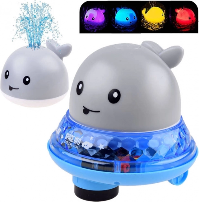 Vandens banginis su fontanėliu ir važiuojančia platforma maudynėms – Pilka