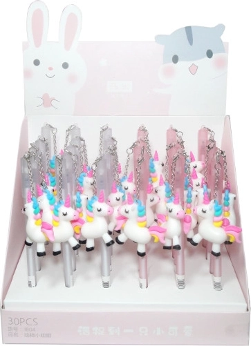 Colored ballpoint pen with unicorn charm - 1 piece