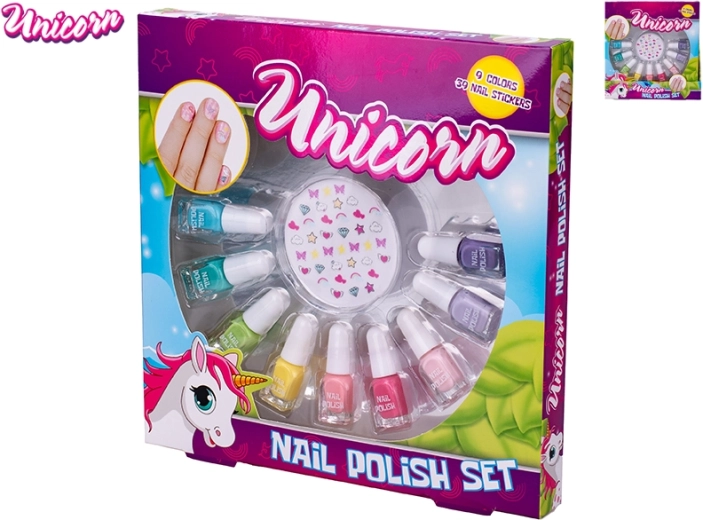 Unicorn vaikiškas nagų lakų rinkinys su lipdukais