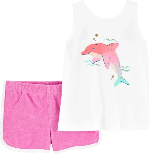 Carter's two-piece set: tank top and shorts Pink Dolphin for a baby girl (9 m)