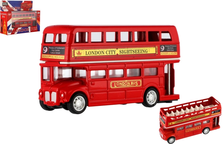 Metal London Double-Decker Bus with Pull-Back Action