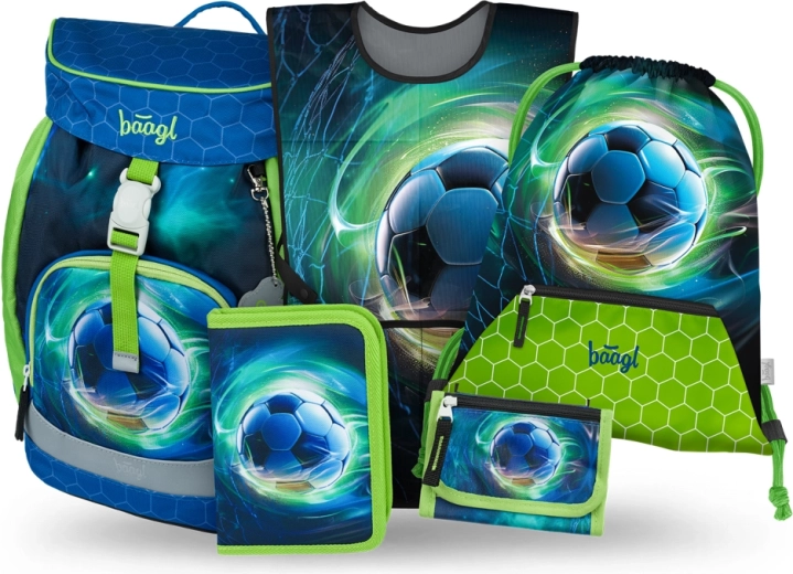 Baagl mokyklinis rinkinys Airy Futbolo kamuolys – kuprinė, penalas, maišelis, prijuostė ir piniginė