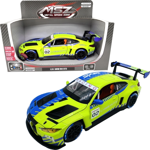 Metalinis BMW M4 GT3 modelis su šviesos ir garso efektais
