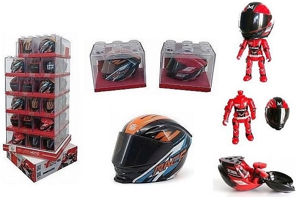 Buildable Motorcyclist Figure in a Helmet