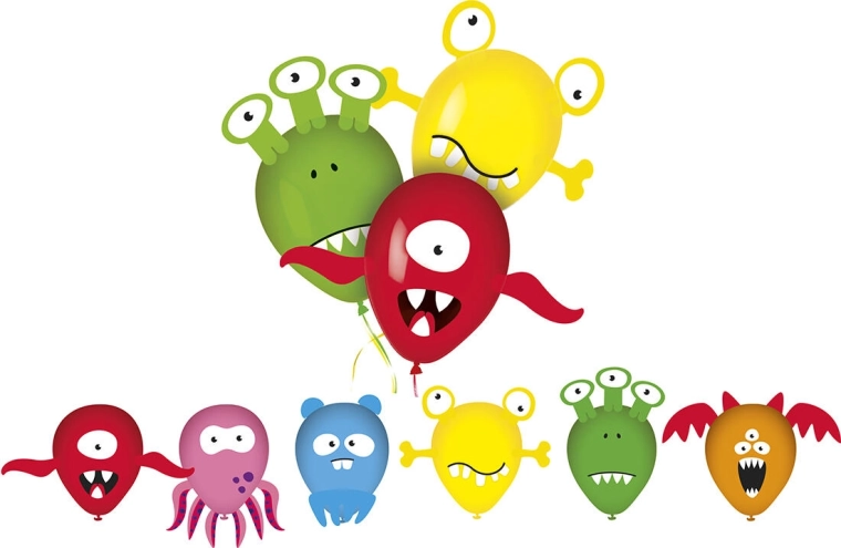 Balionai su paveikslėliais MY PARTY Monsters, 6 vnt.