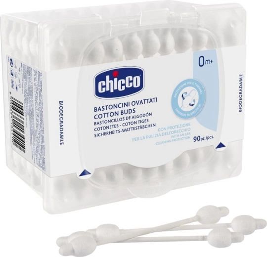 Chicco vatos krapštukai su anatomine forma, 100% medvilnė, 90 vnt.