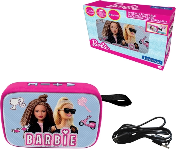 Nešiojamas Bluetooth garsiakalbis LEXIBOOK Barbie su audinio paviršiumi