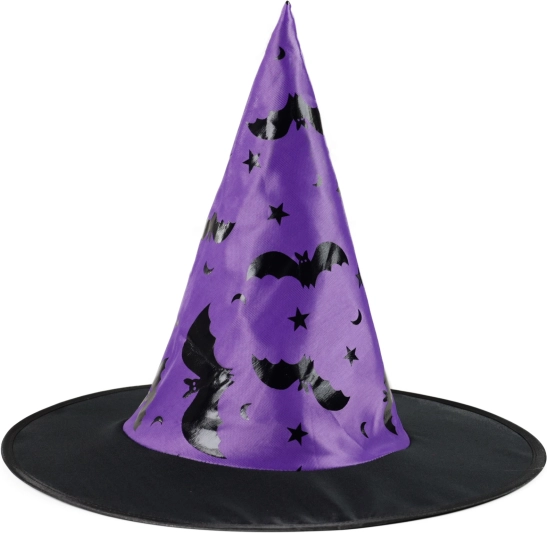 Kids’ witch hat with bat print