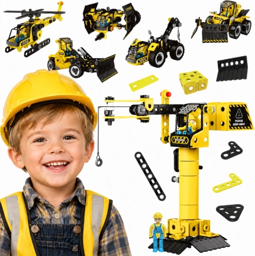 Woopie Construction Vehicles Building Set STEAM 6-in-1, 223 Pieces