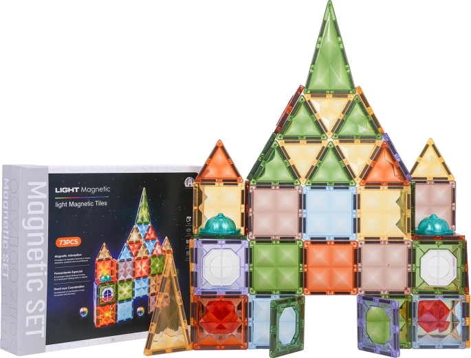 Magnetic 3D Building Set with Light-Up Discs, 75 Pieces
