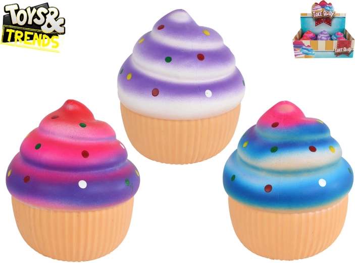 Toys&Trends Mega Squeeze Cupcake – antistresinis gniuždomas ir tempiamas žaislas 13 cm (6 vnt., spalvų miksas)