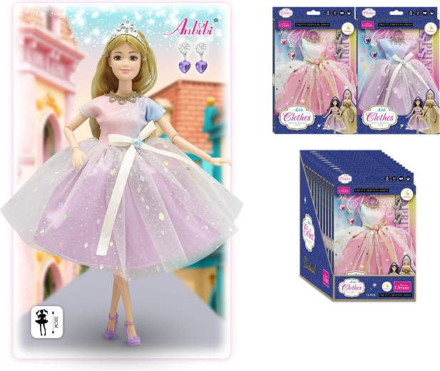 Klasikinė princesės suknelė 30 cm lėlėms – keli variantai