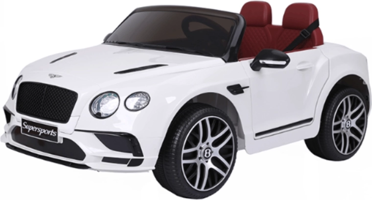 Elektrinis vaikiškas automobilis BENTLEY Supersports, baltas, 12 V, 2 varikliai