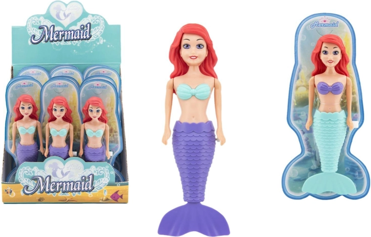 Wind-up mermaid for water, plastic bath toy 18 cm
