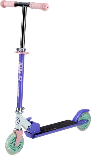 Vaikiškas sulankstomas paspirtukas NILS Extreme su LED ratukais, violetinis