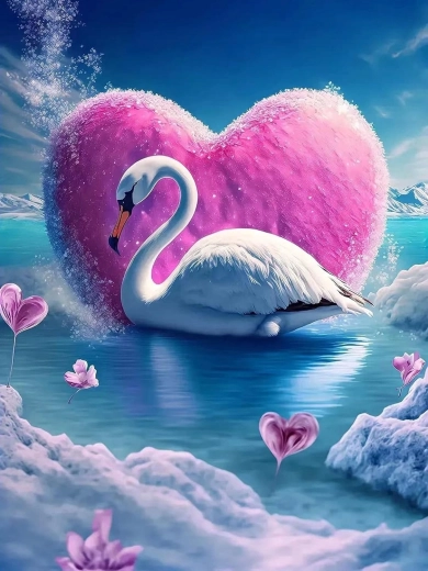 Norimpex Paint by Numbers Swan with Heart 40 × 50 cm