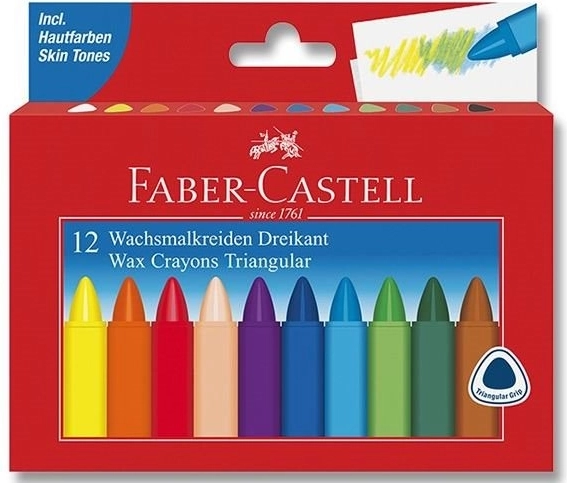 Trikampės vaško kreidelės 12 vnt. FABER-CASTELL