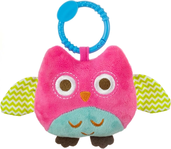Hanging plush owl Happy owl pink