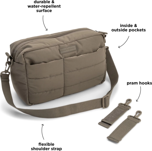 Done by Deer quilted stroller bag, grey-brown
