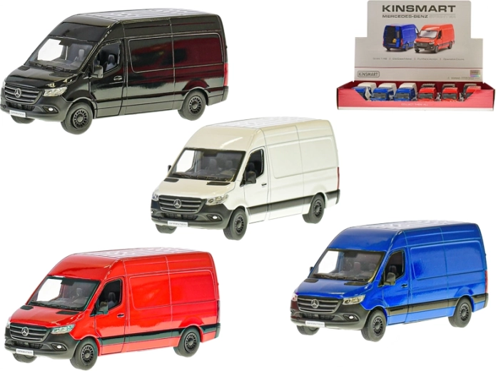 Kinsmart Mercedes‑Benz Sprinter metalinis modelis 1:48 su atidaromomis durimis