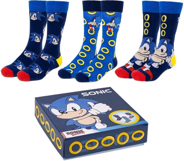 Kojinių rinkinys Sonic – 3 poros dovanų dėžutėje