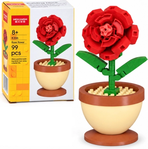 Technical building set mini rose in a flower pot - 1 piece