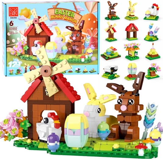 Construction Building Set Easter Farm 12-in-1, 665 Pieces