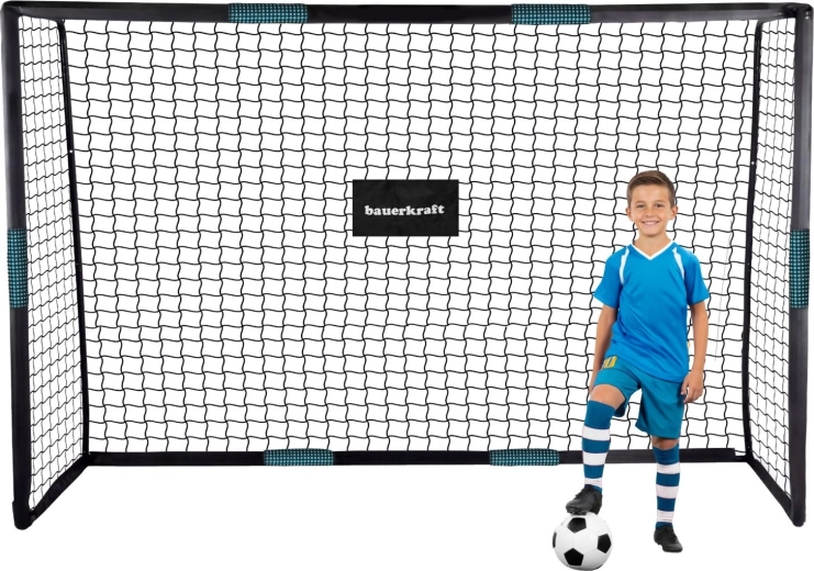 Metaliniai futbolo vartai Bauerkraft su tinklu 300 × 200 × 120 cm juodai mėlyni