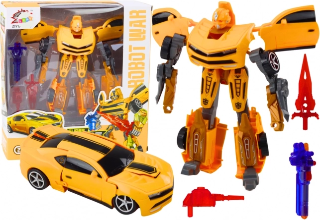 Yellow transforming robot 2-in-1 with sports appearance