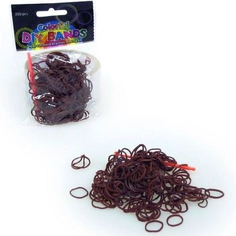 Elastinių gumyčių rinkinys papuošalų pynimui – rudas (250 vnt.)