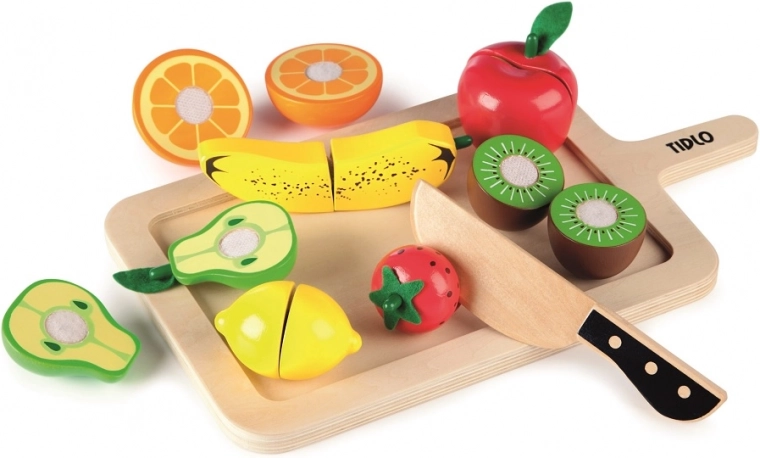 Tidlo Wooden Cutting Board with Fruit for Kids