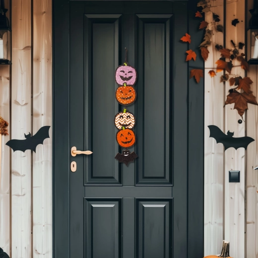 Halloween Hanging Pumpkin Decoration Made of Wood