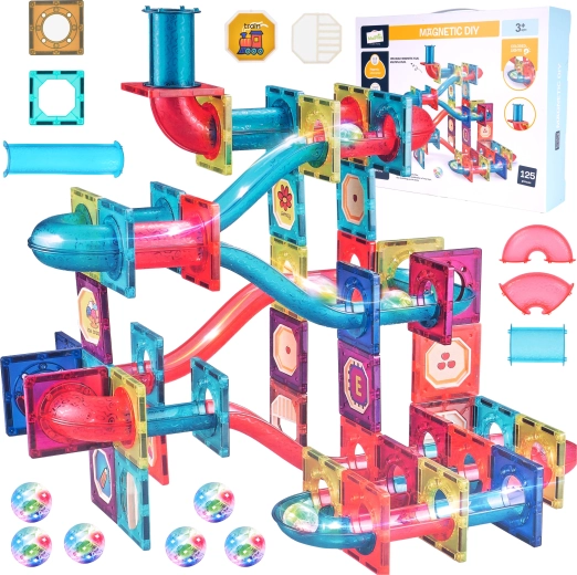 Magnetinis 3D konstruktorius (125 dalys) su šviesa