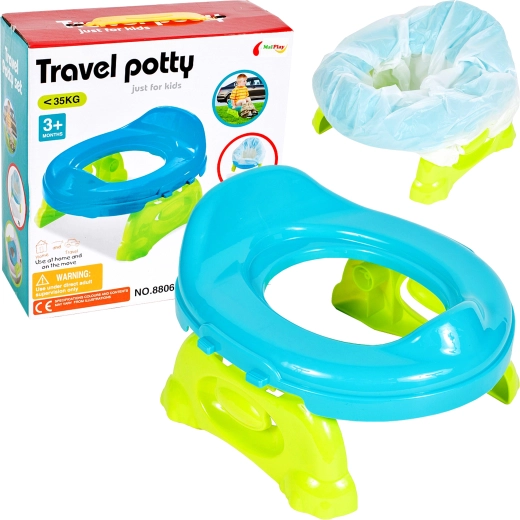 Kelioninis vaikiškas naktipuodis su vienkartiniais maišeliais, mėlynas