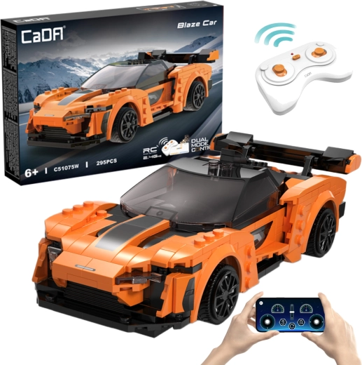 CaDA RC sportinio automobilio konstruktorius BLAZE CAR, oranžinis, Dual Mode, 295 dalių