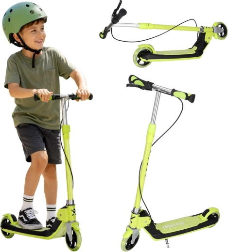 Trike Fix vaikiškas sulankstomas paspirtukas su LED ratukais, neoninės žalios spalvos